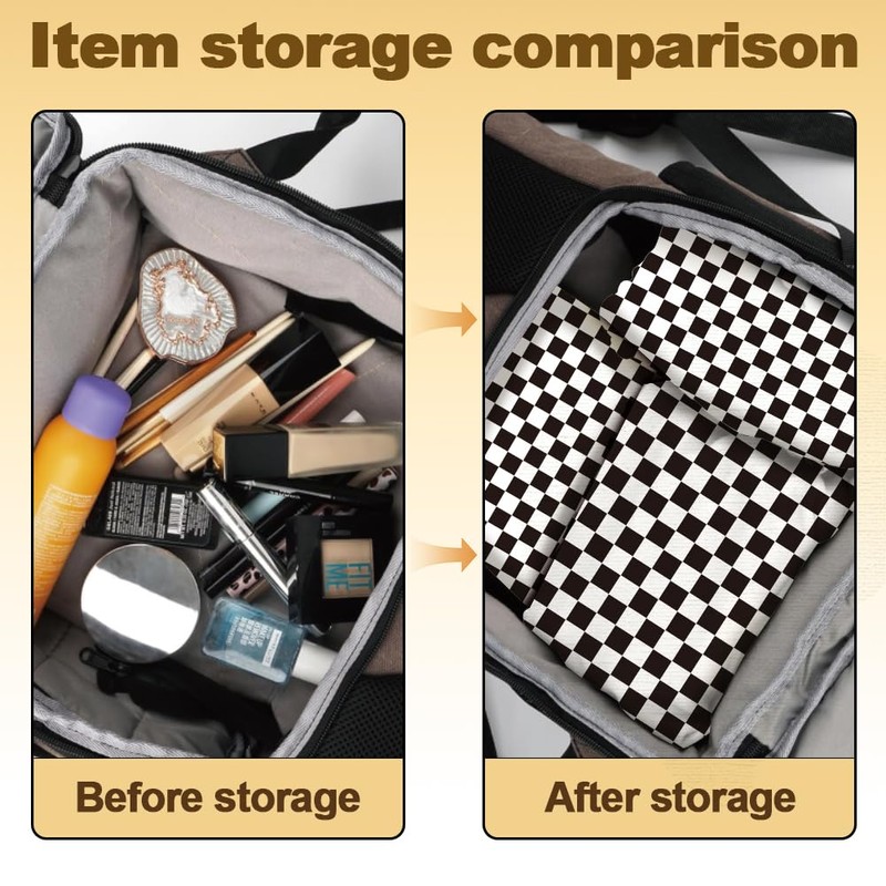 DOODLREAM 2 Sheets Self-Adhesive Magic Cloth Checkered Travel Makeup Bag