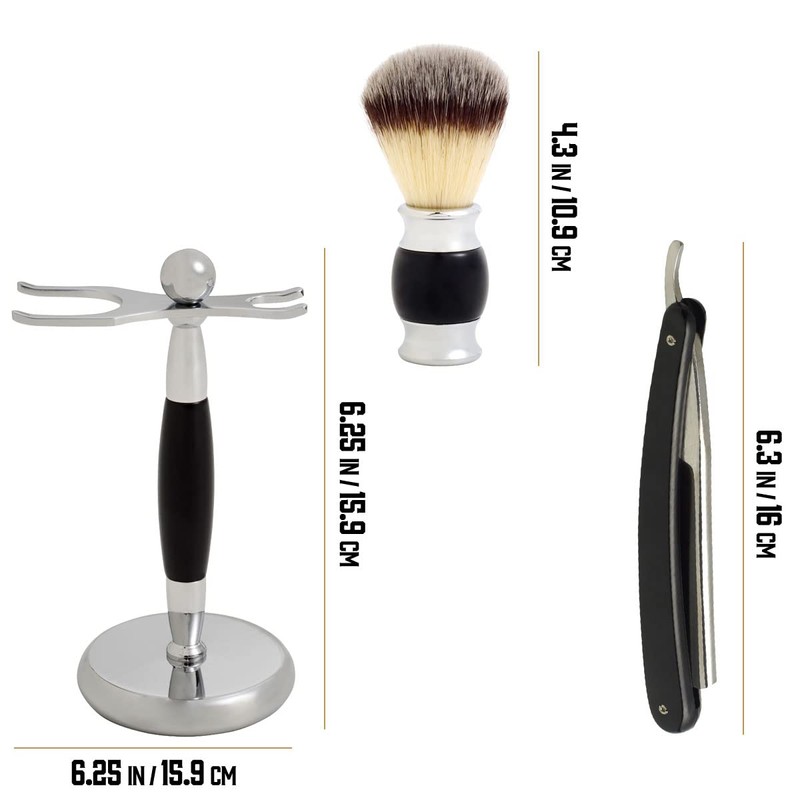 Union Razors SS5 Black Three Piece Straight Shave Kit with