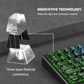 Catekro Topographic Keycaps, OEM Profile 118 Keys, Side Engraved, Transparent Keycaps, IMD Keycap Process, Three Layers of Material, Ideal for 75 & 60 Percent Keyboards (Black)
