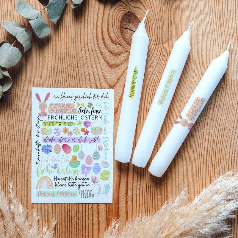 Kerzen Sticker | Bastelset für Kerzen Thema"Ostern Bunt" | Geschenk