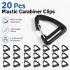 20Pcs Plastic Carabiner Clips, 1 Inch, Black Triangle Snap Hooks