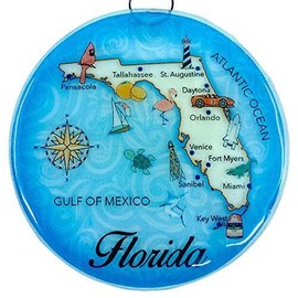 Ruth's Ethical Goods Florida Map Christmas Tree Ornament - Art Glass Light Catcher Gift