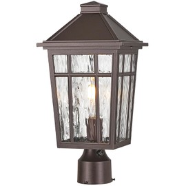 NAXTTII Dusk to Dawn Outdoor Post Lights Waterproof Pole Light with Water Ripple Glass 17 Inch Height ORB Finish Lamp Posts Outdoor Lighting for Garden Yard Patio Pathway E26 Socket