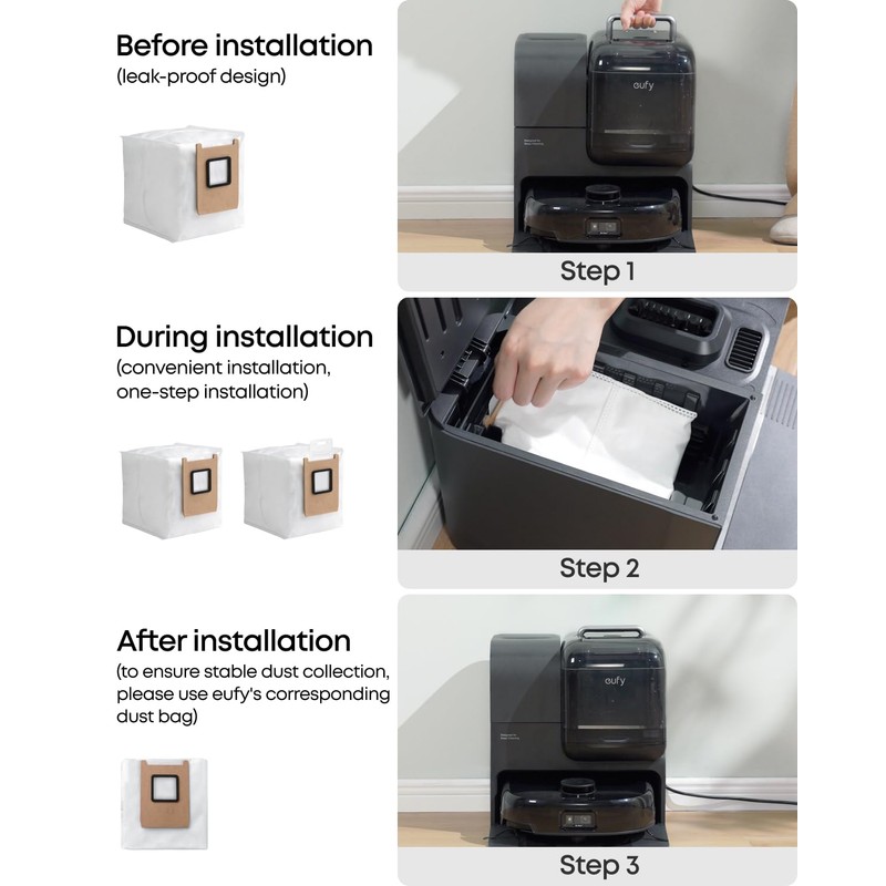 eufy Dust Bag for Robot Vacuum Omni E25/E28, 3 Packs