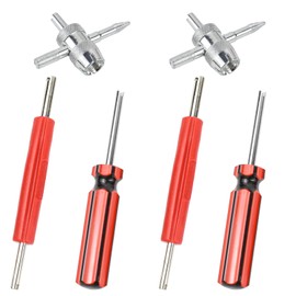 Hovom 6PCS Tire Valve Stem Tool Kit, Car A/C Tire Valve Core Removal Installation Tools, 4-Way Valves Tool, Single and Dual Head Valves Core Remover, Universal Tires Stem Repair Kit (6PCS)