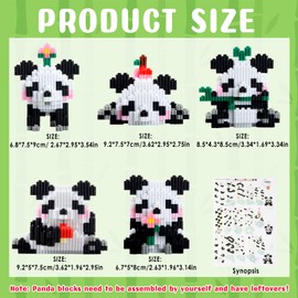 Darryy 5 Building Block Pandas, Mini Clamping Blocks, Mini Building Blocks, Panda Gift for Children and Adults