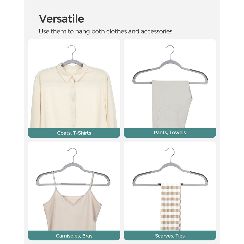 SONGMICS Clothes Hangers, Pack of 50 Plastic Coat Hangers, Space-Saving,