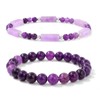 MORIANCE 2Pcs Amethyst Bracelet for Women 4mm 8mm Amethyst Crystal