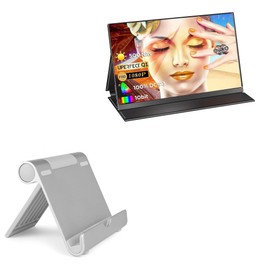 BoxWave Stand and Mount Compatible with UPERFECT QLED Portable Monitor N156N01 (15.6 in) - VersaView Aluminum Stand, Portable, Multi Angle Viewing Stand