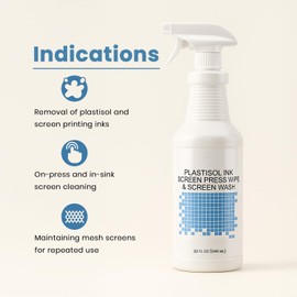 Plastisol Screen Wash by NCL | in-Sink and On Press Screen Wash Ink Degradant and Cleaner for Screen Printing Inks | Designed to Remove Plastisol Ink- Made in USA - 32 fl oz (Pack of 1)
