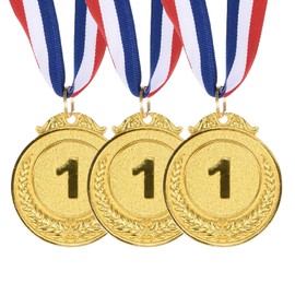 PATIKIL Gold Award Medals 2 Inch, 3 Pieces Winner Award Medals 1st Place Gold Prize Style with Neck Ribbon for Games Sports Competitions