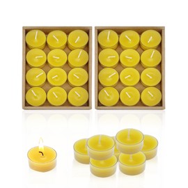 SEESUNO 24 Pcs Beeswax Tealight Candles, Bees Wax Candles UK for Relaxation and Handmade