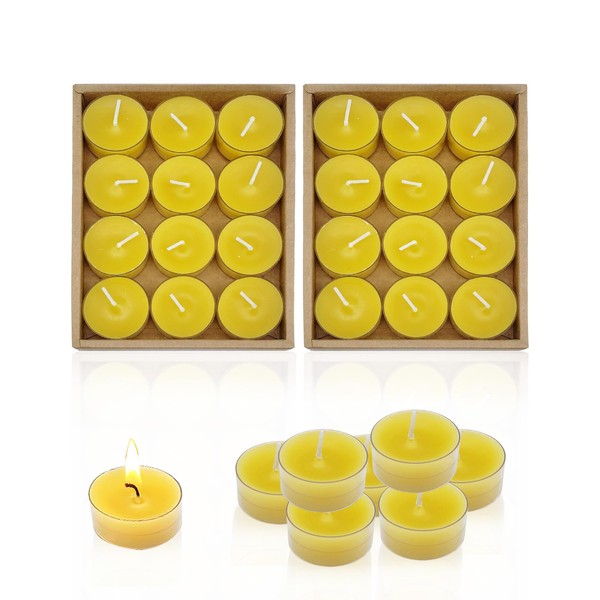 SEESUNO 24 Pcs Beeswax Tealight Candles, Bees Wax Candles UK
