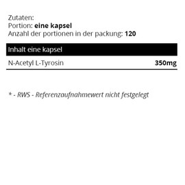 Sowelo N-Acetyl L-Tyrosine I 350 mg I Gemüsekapseln I NALT Nahrungsergänzungsmittel I Reduziert das Stressempfinden I 120 Tabletten (2-Pack)