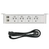 Power strip under the worktop, 4-way multiple socket with 2