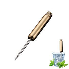 Ice Axe Bar Piercer Kitchen Bar Ice Picks Ice Pick Crusher Kitchen Tool Ice Pick Stainless Steel Ice Axe with Safety Handle and Protective Case for Kitchen Bars Bartenders Picnics Camping (Gold)