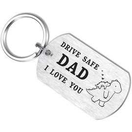 TUCEWP Dad Gifts from Daughter Son Father's Day Gifts Drive Safe Dad Keychain Christmas Birthday Gifts for Dad Papa Husband Grandfather Gifts from Wife Kids Stainless Steel Keychain Best Dad Gift Idea