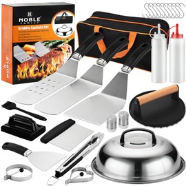 N NOBLE FAMILY 27 PCS Griddle Accessories Kit, Flat Top Grill Accessories Set for Camping, Professional Griddle Spatula Set with Melting Dome, Burger Press for Outdoor BBQ Cooking