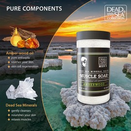 Dead Sea Collection Bath Salts for Men with Amberwood Oil - Muscle Recovery Bath Soak – Mens Pure Dead Sea Salt for Soothing and Relaxing - 37 Oz