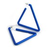Large Blue Triangular Hoop Style Earrings - 65mm Tall