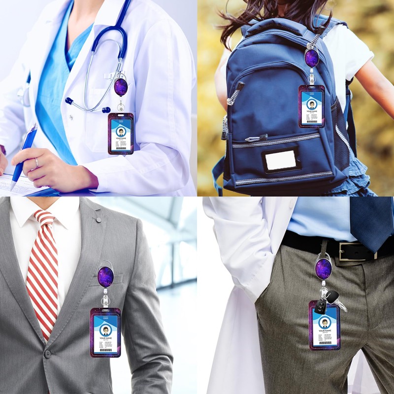 Badge Holder, Retractable Badge Reel with Carabiner Belt Clip and