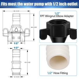 Dreyoo 1/2 Inch x 14 NPT x 1/2 Inch Barb Elbow and Straight Swivel Adapter RV Water Pump Fittings with Thread Seal Tape, 1/2 Inch Female Threaded Pex Fittings for Water Pump Strainer (Straight)