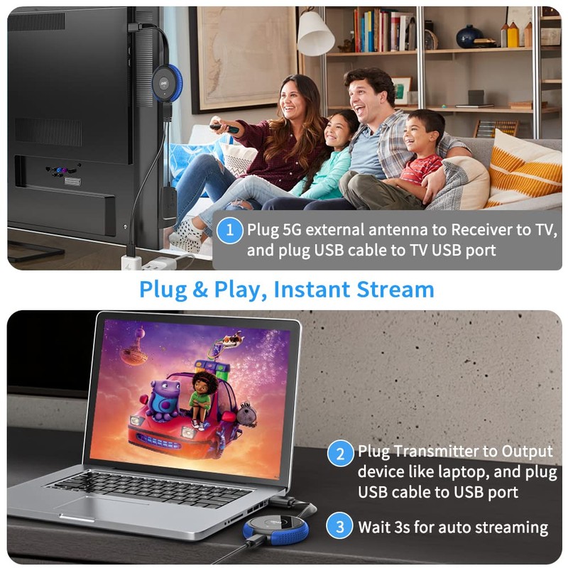 AIMIBO Wireless HDMI Transmitter TX Red - 1 Receiver to