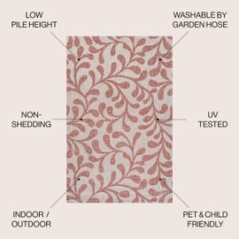 JONATHAN Y SMB117B-8 Vine All Over Indoor Outdoor Area Rug Bohemian Coastal Easy Cleaning Bedroom Kitchen Backyard Patio Non Shedding, 8 X 10, Red/Beige