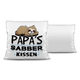 Cuddly Cushion with Filling with Saying for Dad - Papa's Drool Cushion - Best Father's Day Gift / Gift Idea for Dads / Father's Day Birthday - Cushion White - Fluffy