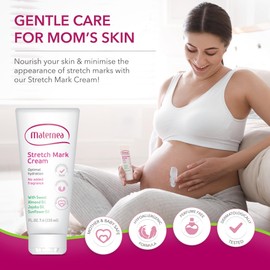 Maternea Stretch Mark Cream - Hydrating Stretch Mark Cream Pregnancy Care with Almond, Sunflower, & Jojoba Oils - Skin-Safe & Perfume-Free - Pregnancy Stretch Mark Cream by Maternea (220ml)