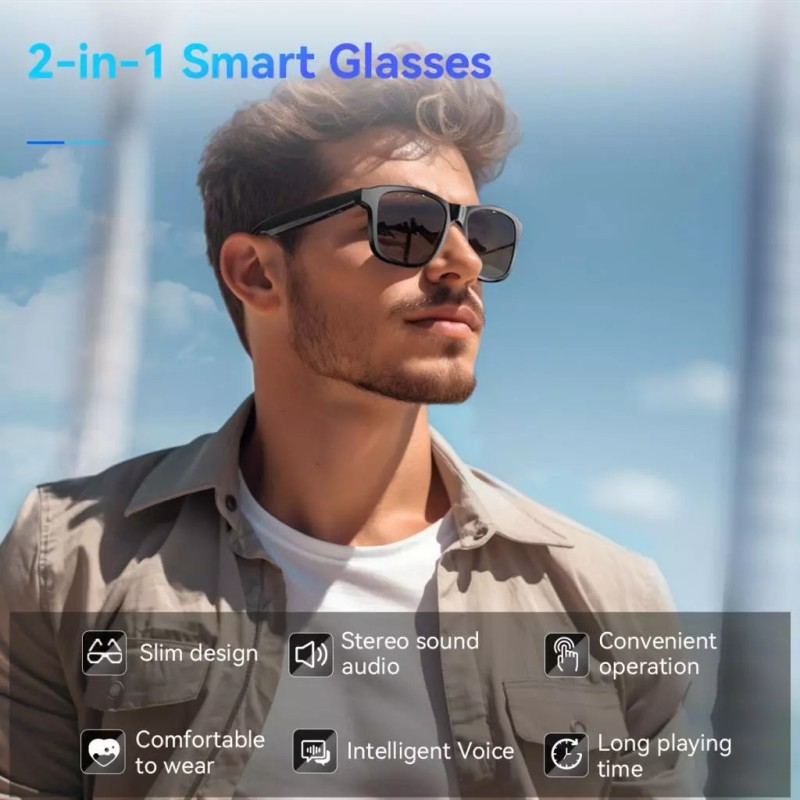 XO Men Smart Glasses Polarized Sunglass Audio Speakers Bluetooth Call