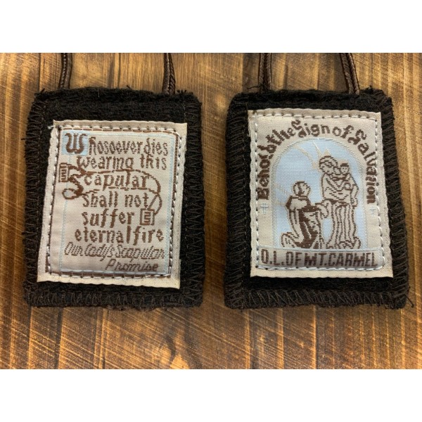 100% Wool Brown Scapular without Medals, Comes with Enrollment Papers