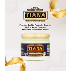 TIANA® Fair Trade Organics Omega 3 Virgin Coconut Cooking Butter 250ML (Pack of 1) - Odourless and No Coconut Aroma_Taste – Plant Based Omega 3 Superfood (1)