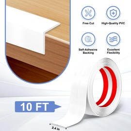 Wall Corner Protector Moulding Trim Peel and Stick Wall Corner Guards Trim Flexible Self Adhesive Edge Protector Moulding, 2.4 in x 10 Ft, White