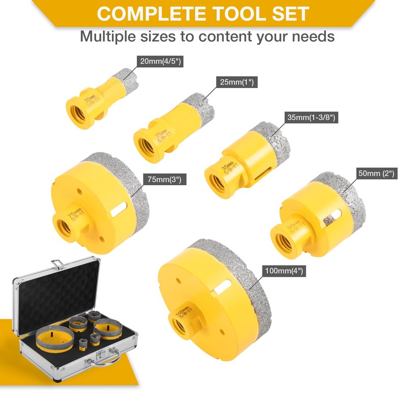 LFGUD Diamond Hole Saw Kit, 6-Piece Diamond Core Drill Bits