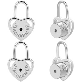 JIACHARMED Earring Backs for Droopy Ears, 4PCS Studry Heart Locking Earring Lifter Backs for Heavy Earring Large Earring Backings Replacements for Studs Support Back for Stertched Earlobe,White Gold