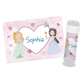 Folat 27498 Princess Birthday Decoration Pink Bubble Soap Sticker Pretty Princess Pack of 6 Coin Confetti Accessories for Princess Sweetheart Princess Party