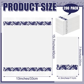 Janlaugh 200 Pack Talavera Party Paper Napkins Mexican Cielito Lindo Wedding Favors Blue and White Mexican Fiesta Disposable Hand Napkins for Talavera Wedding Baby Shower Party Supply