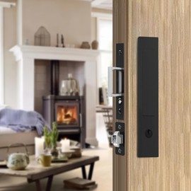 Lipshome Pocket Door Locks, Edge pulls, Hidden Handles, Pocket Door Locks with Keys, Pocket Door Hardware, Sliding Door Hardware, for Doors 1 5/12" to 2 2/8" Thick (Black, Key Type)