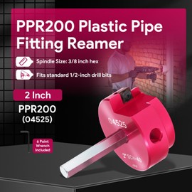 FX-motor Premium PPR200 PVC Pipe Reamer with 3/8-Inch Hex Shaft-2" Head Plumbing Tool