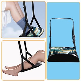 Muemigai Airplane Footrest Adjustable Feet Rest For Plane Easy To Use Foot Hammock Airplane Travel Essentials Portable Light Leg Hammock For Plane Travel Accessories For Adult (Forest)