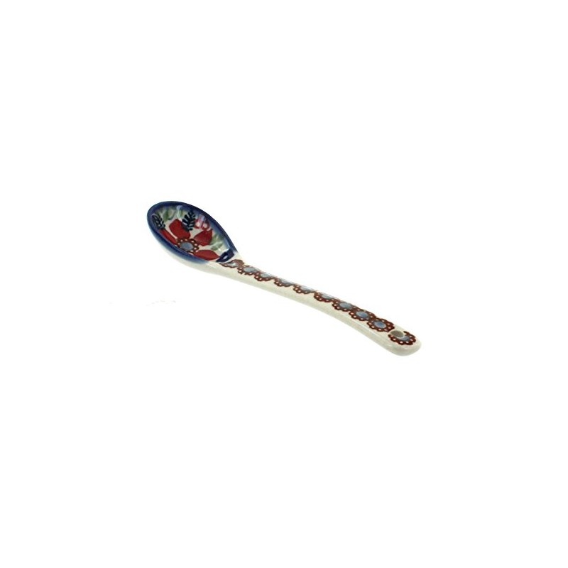 Blue Rose Polish Pottery - Red Daisy Sugar Spoon -