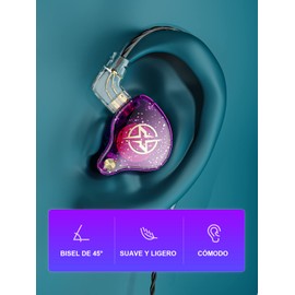 Auriculares intraurales con cable, Colorful Hybrid monitores intraurales, auriculares HiFi de graves profundos con cables desmontables con pin B, auriculares aislantes de ruido (micrófono) (Vistoso)