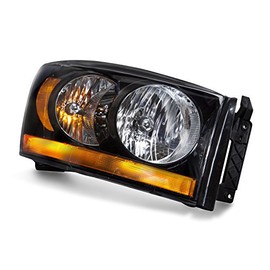 HEADLIGHTSDEPOT Headlight Compatible with Dodge Ram 1500 2500 3500 Black Housing Right Passenger Side Halogen Headlamp Assembly