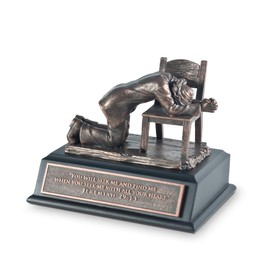 Lighthouse Christian Products Praying Woman Seeking God Bronzelike Finish 5 x 4 Hand-Cast Resin Mounted Sculpture