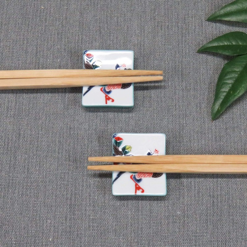 Chopsticks Rest Stylish Kutani Ware Pair Chopsticks Rest Set, Phoenix