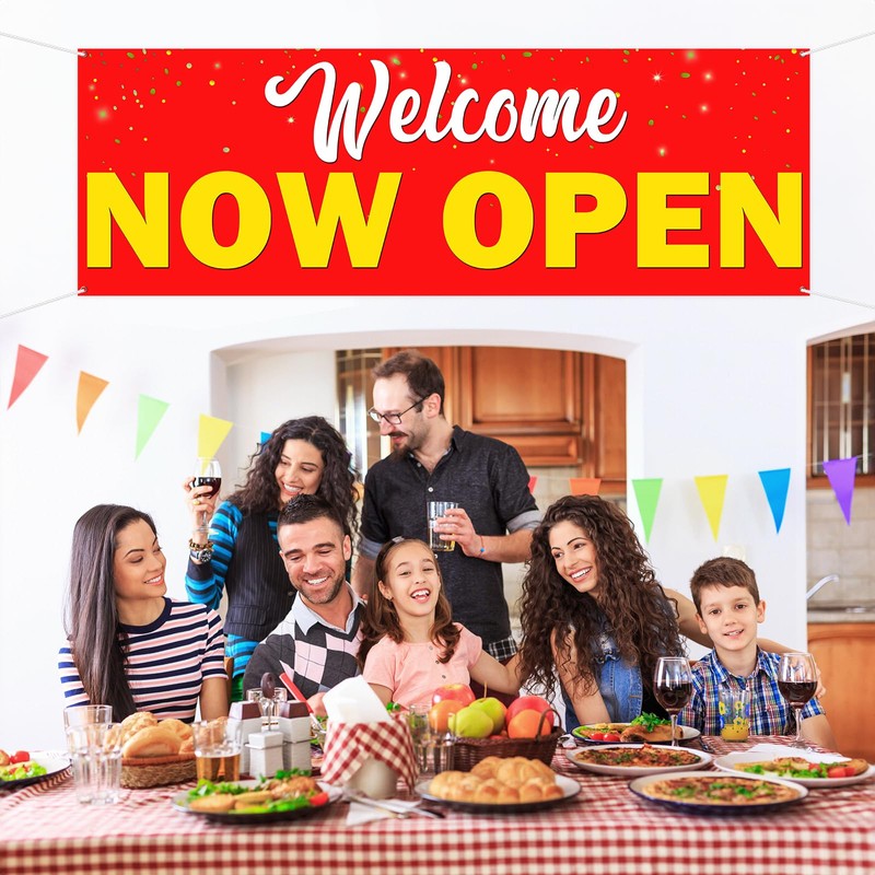 WeBenison Large Welcome Now Open Banner Now Open Garden Backdrop