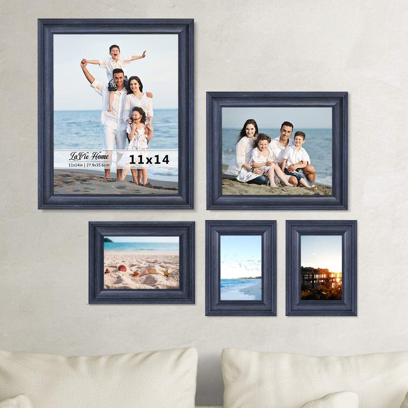 LaVie Home 11x14 Picture Frames (1 Pack, Blue) Rustic Photo
