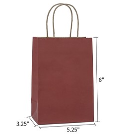 Ronvir 50Pcs Red Gift Bags 5.25 x 3.75 x 8 Inch Small Gift Bags Valentines Gift Bags Paper Bags For Business, Party, Birthday, Baby Shower, Wedding, Mother's Day, Easter, Shopping, Retail