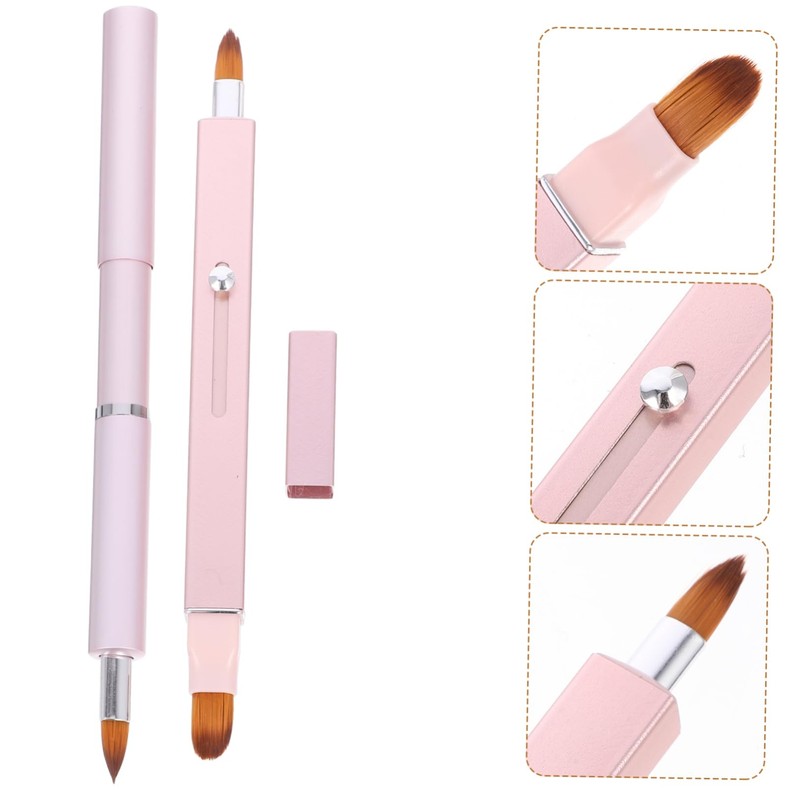Baluue 2pcs Retractable Lip Brush Soft Bristle Lipstick Applicator Makeup
